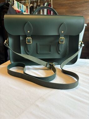 The Cambridge Satchel Company Forest Green Leather Satchel with Gold Hardware